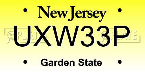 UXW33P New Jersey License Plate