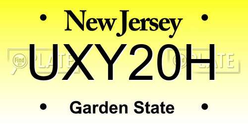 UXY20H New Jersey License Plate