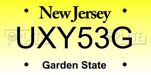 UXY53G New Jersey License Plate