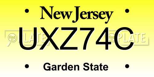 UXZ74C New Jersey License Plate