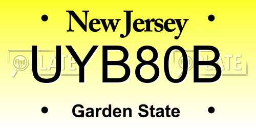 UYB80B New Jersey License Plate