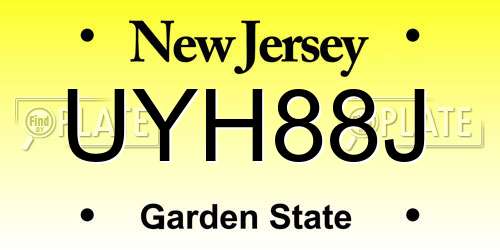 UYH88J New Jersey License Plate