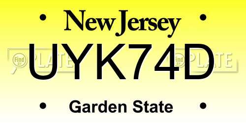 UYK74D New Jersey License Plate