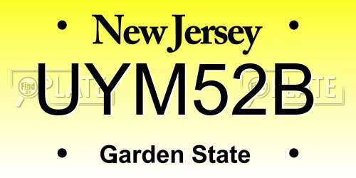 UYM52B New Jersey License Plate