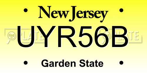 UYR56B New Jersey License Plate