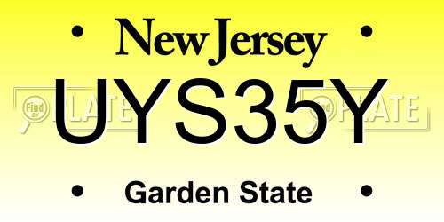 UYS35Y New Jersey License Plate