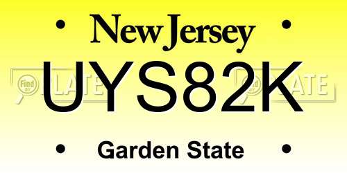 UYS82K New Jersey License Plate