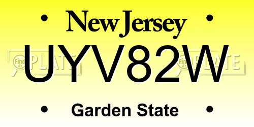 UYV82W New Jersey License Plate
