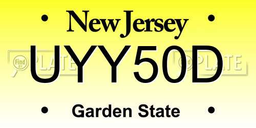 UYY50D New Jersey License Plate