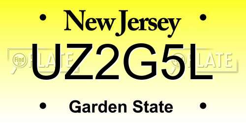 UZ2G5L New Jersey License Plate