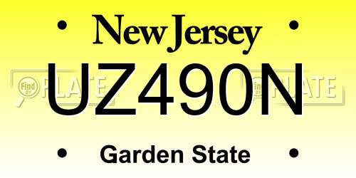 UZ490N New Jersey License Plate
