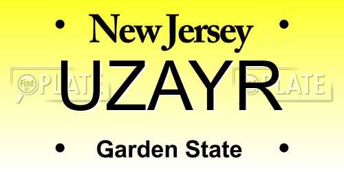 UZAYR New Jersey License Plate