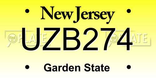 UZB274 New Jersey License Plate