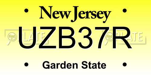 UZB37R New Jersey License Plate