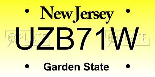 UZB71W New Jersey License Plate