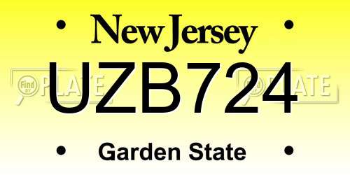 UZB724 New Jersey License Plate