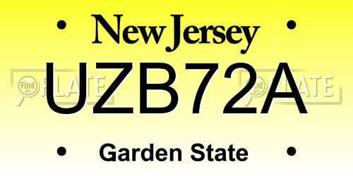 UZB72A New Jersey License Plate