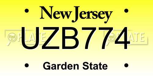 UZB774 New Jersey License Plate