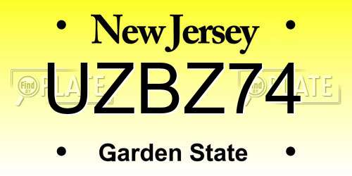 UZBZ74 New Jersey License Plate