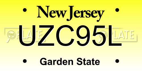 UZC95L New Jersey License Plate