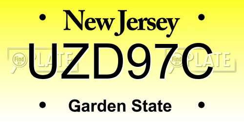 UZD97C New Jersey License Plate