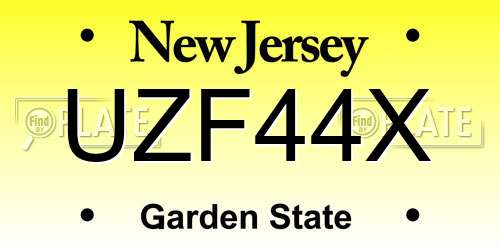 UZF44X New Jersey License Plate