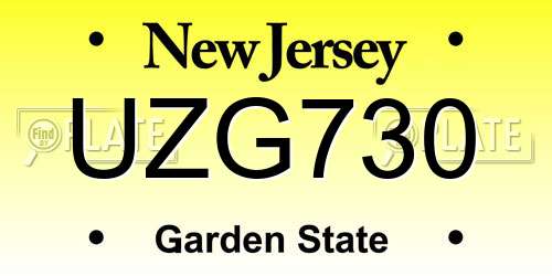 UZG730 New Jersey License Plate