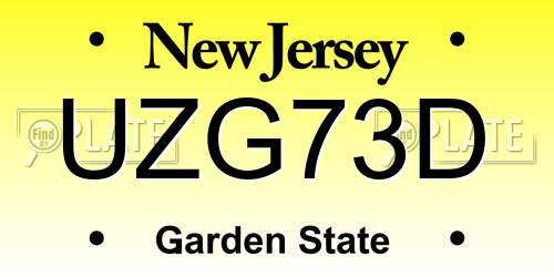 UZG73D New Jersey License Plate