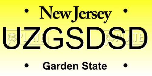 UZGSDSD New Jersey License Plate
