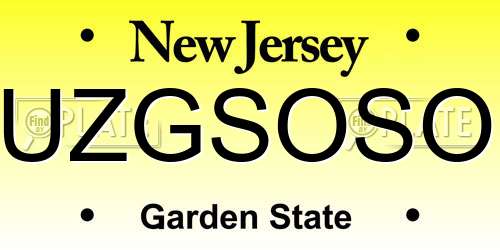 UZGSOSO New Jersey License Plate