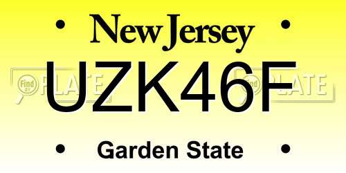 UZK46F New Jersey License Plate