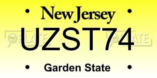 UZST74 New Jersey License Plate