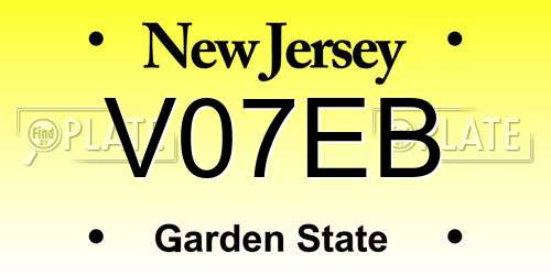 V07EB New Jersey License Plate