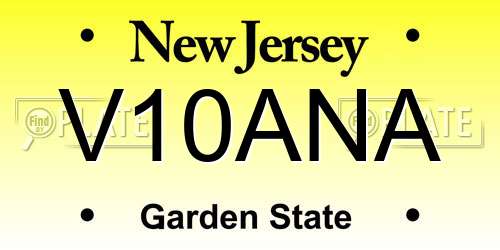 V10ANA New Jersey License Plate