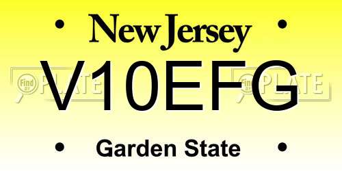 V10EFG New Jersey License Plate