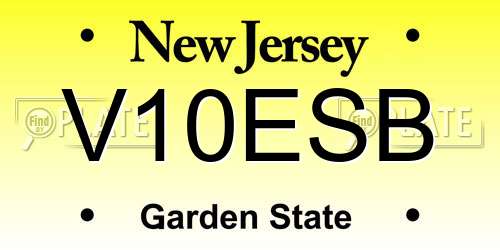 V10ESB New Jersey License Plate