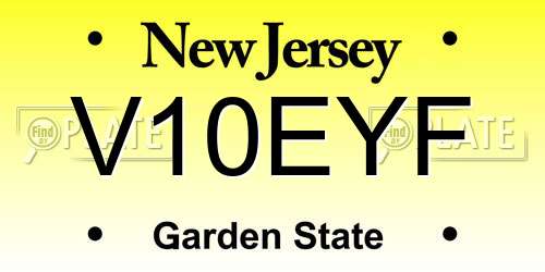 V10EYF New Jersey License Plate