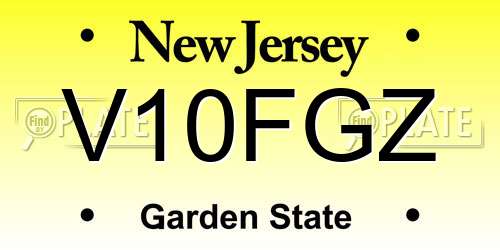 V10FGZ New Jersey License Plate