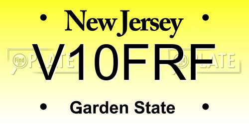 V10FRF New Jersey License Plate