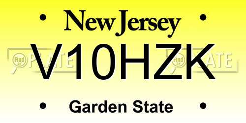 V10HZK New Jersey License Plate