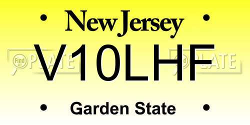 V10LHF New Jersey License Plate