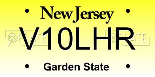 V10LHR New Jersey License Plate