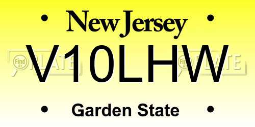 V10LHW New Jersey License Plate