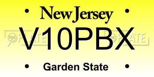 V10PBX New Jersey License Plate