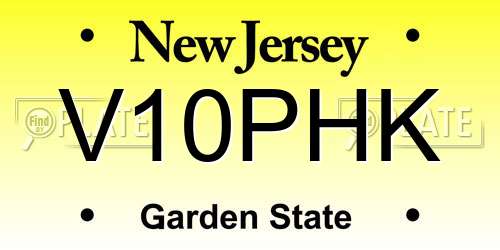V10PHK New Jersey License Plate