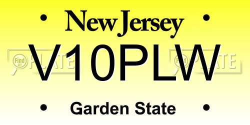 V10PLW New Jersey License Plate