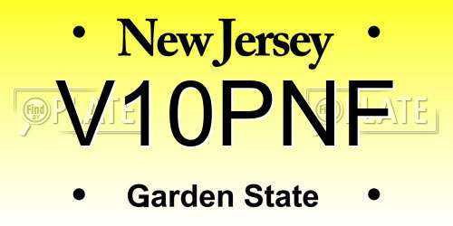V10PNF New Jersey License Plate