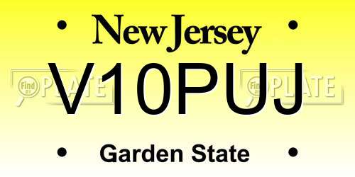 V10PUJ New Jersey License Plate