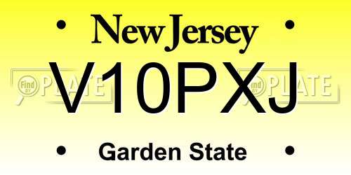 V10PXJ New Jersey License Plate