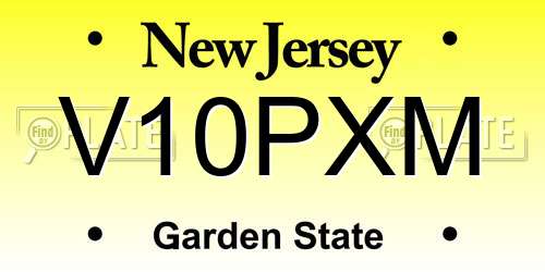 V10PXM New Jersey License Plate